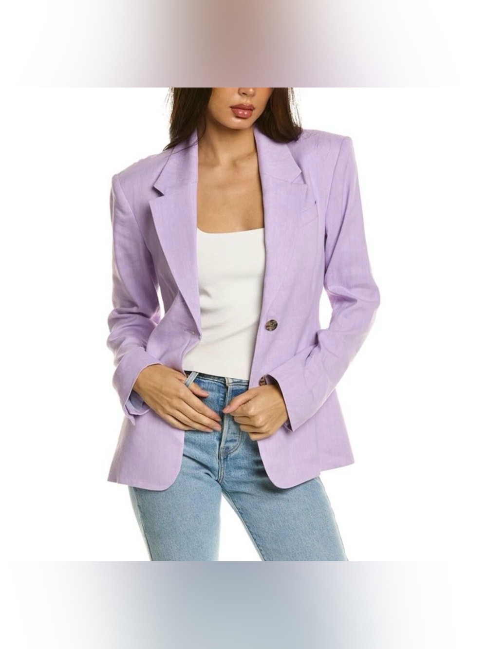FRAME The Femme Blazer Womens 4 Lilac Purple Linen Blend Jacket